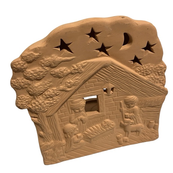 Vintage Ceramic Nativity Tan Tea Light Holder - Picture 3 of 10